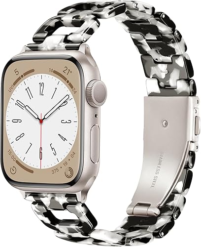 Correa ligera para Apple Watch, diseño de resina en forma de D, correas de Apple Watch para mujer, compatibles con Apple Watch Series 10 9 8 7 SE 6