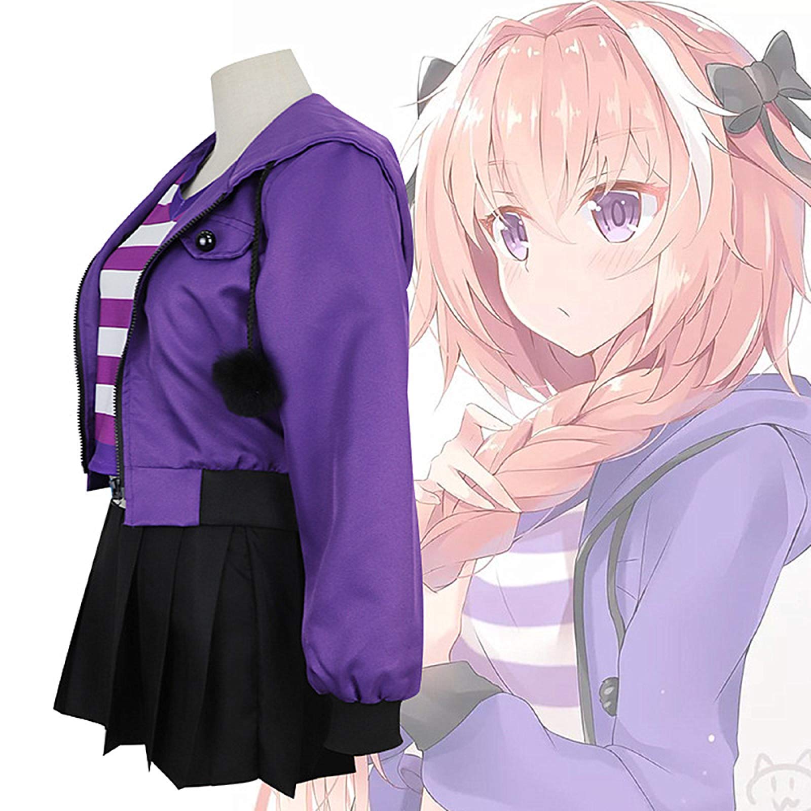 Charous Anime Schicksal Apokryphen Astolfo Cosplay Kostüm, Lila Sportbekleidung für Frauen Halloween Weihnachten Karneval Thema Party Cosplay Full Set