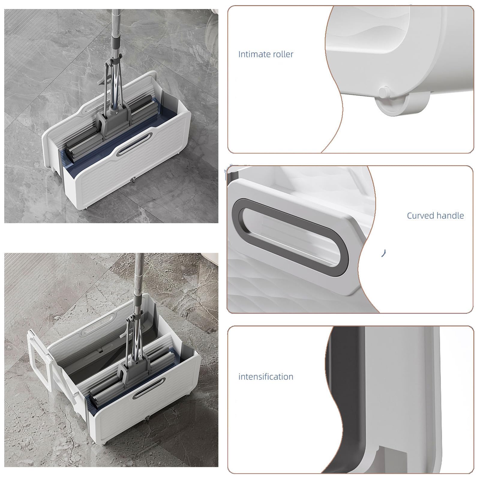 Cubo de fregona con polea, separación de suciedad de fregona multifuncional, agua de limpieza plegable, ahorro de espacio