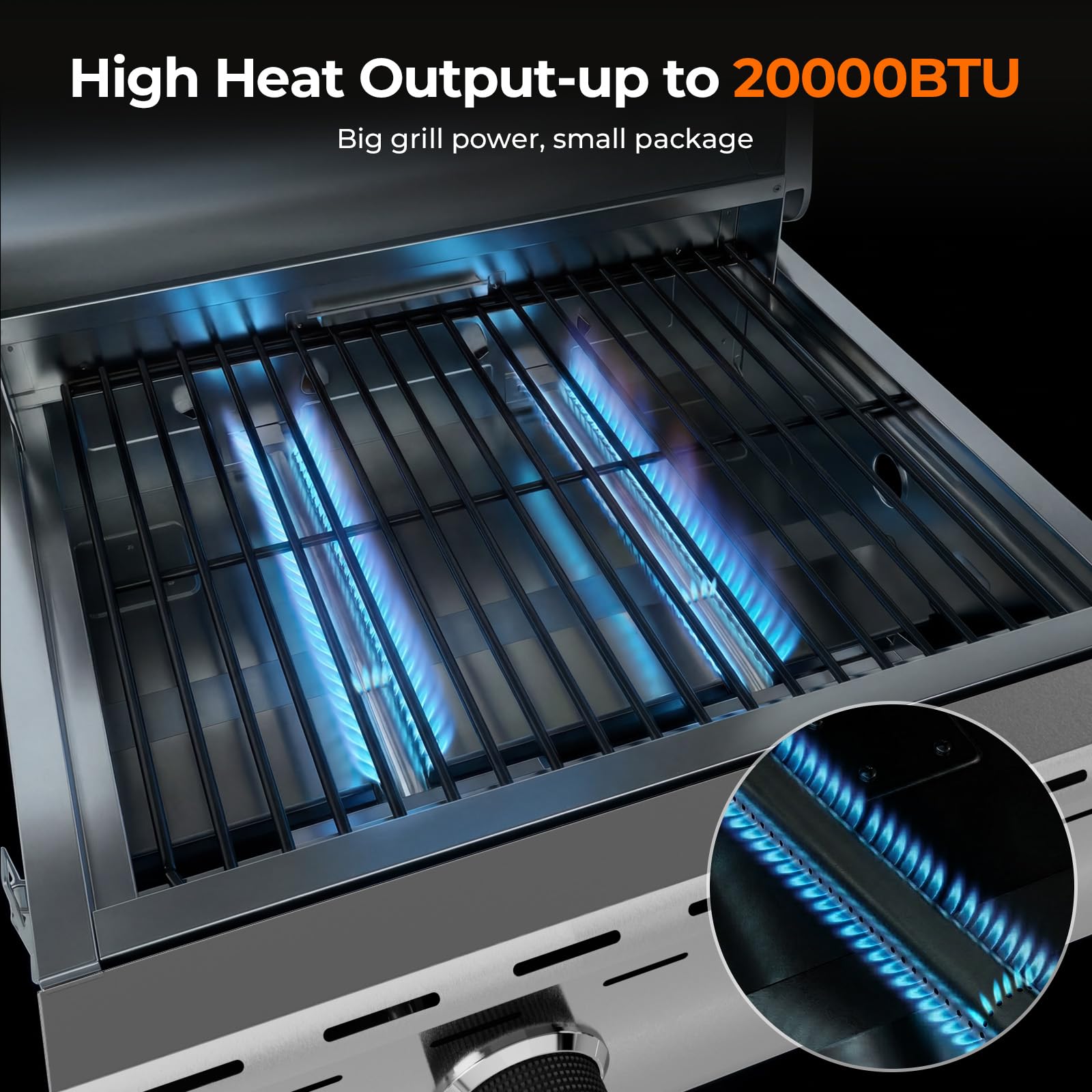 Electactic Barbecue a gas portatile, 16.000 BTU, griglia a propano a 2 fuochi con 251 metri quadrati di superficie di cottura, griglia in acciaio inox con gambe pieghevoli, facile da usare