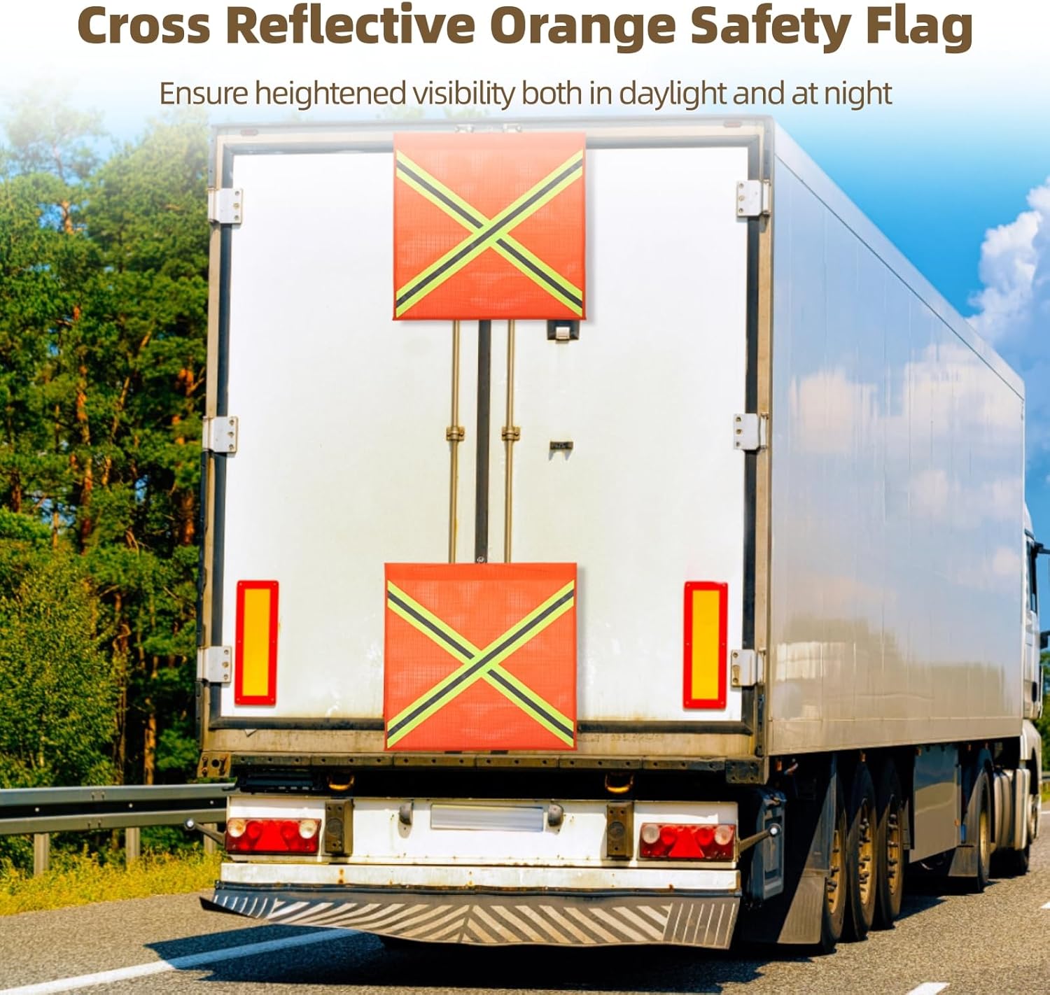 6Pcs Orange Cross-Reflective Safety Flags, 18 Weather-Resistant PVC Mesh for Truck and Trailer