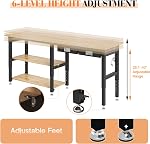 SPECRAFT 84" 2-Tier Banc de travail lourd avec tiroir & Pegboard, Workbench avec stockage, hauteur réglable – 5260 LBS Capacité, Power Outlets, pour Garage, Atelier & Utilisation à domicile