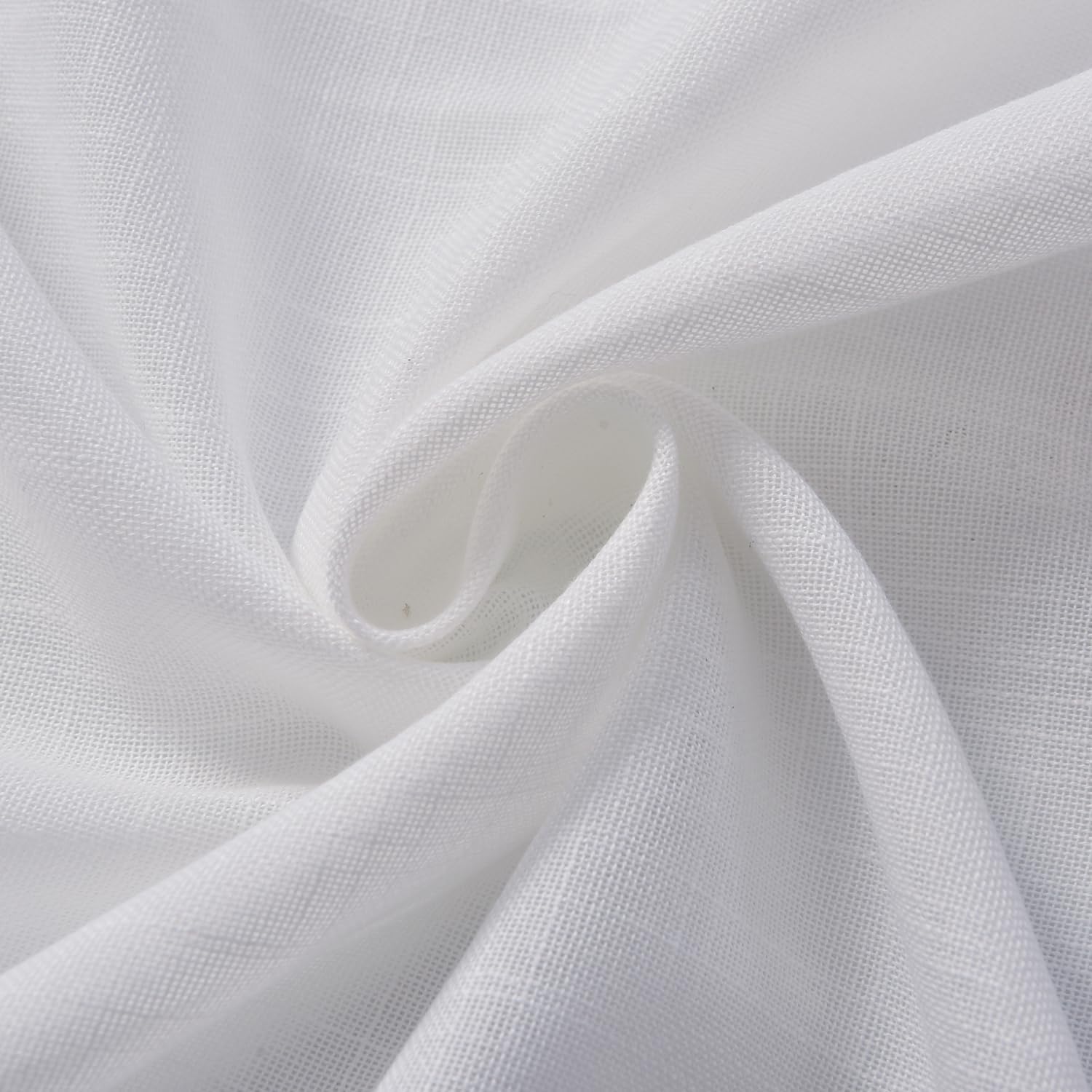 White Tie Top Linen Cotton Blend Curtain Window Treatment for Living Room Drape 96 Inch Length Treatment for Bedroom Farmhouse Rustic Curtain, White, 2 Panel