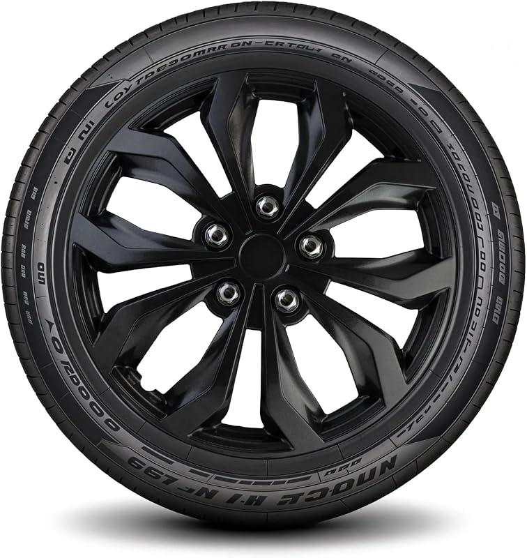 LYDS Spyder GM Gunmetal Gray Universal 15 inch Premium ABS Hubcap Wheel Cover Replacement Set of 4 - GWC-15GM-B