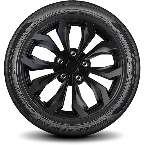 LYDS Spyder GM Gunmetal Gray Universal 15 inch Premium ABS Hubcap Wheel Cover Replacement Set of 4 - GWC-15GM-B