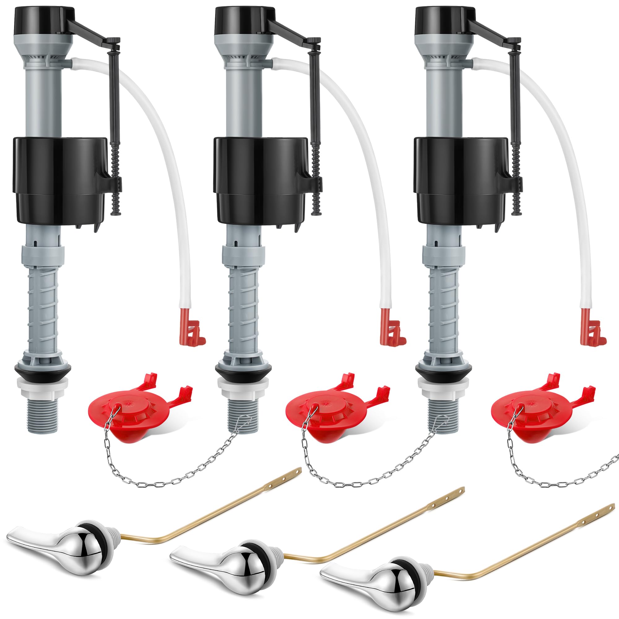 Photo 1 of Saillong 3 Set Universal Toilet Tank Replacement Kit, Include Fill Valve, 2 Inch Low Flow Rubber Flapper, Side Mount Toilet Flush Brass Handle, Adjustable, Quiet, Easy Install Repair Kit