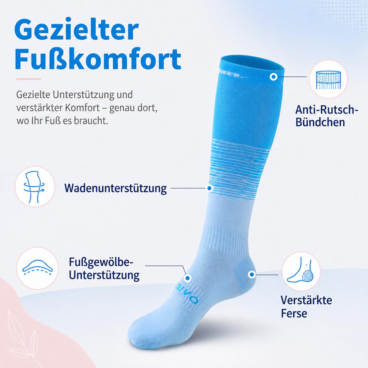 CAMBIVO Kompressionsstrümpfe 8–15 mmHg mit Wochentags-Markierung, Kniehohe Stützstrümpfe für Damen & Herren, Atmungsaktive Reisesocken & Arbeitssocken, 7 Paar