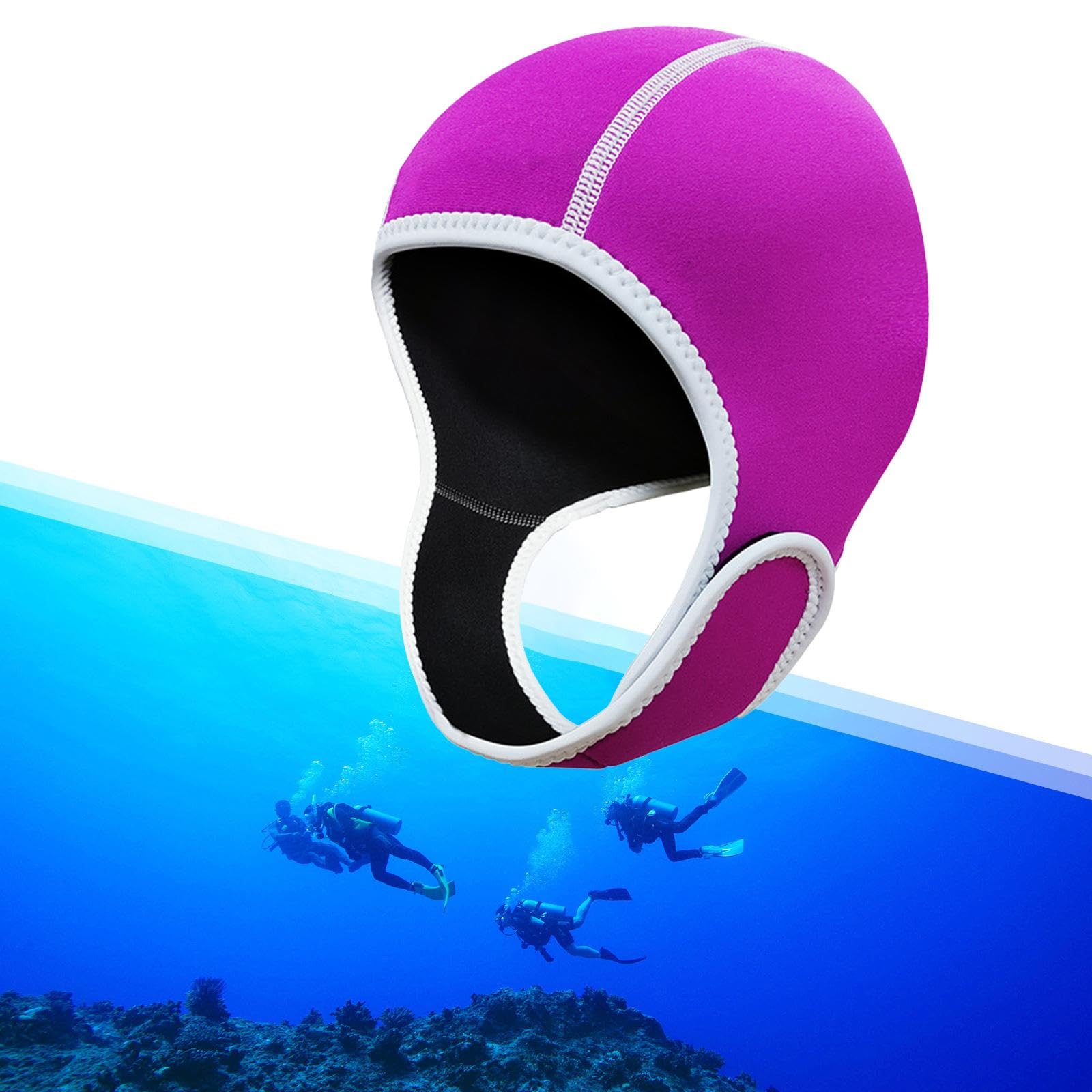 Capucha de buceo de neopreno de 2 mm para mujeres y hombres, color azul, grosor de 2 mm