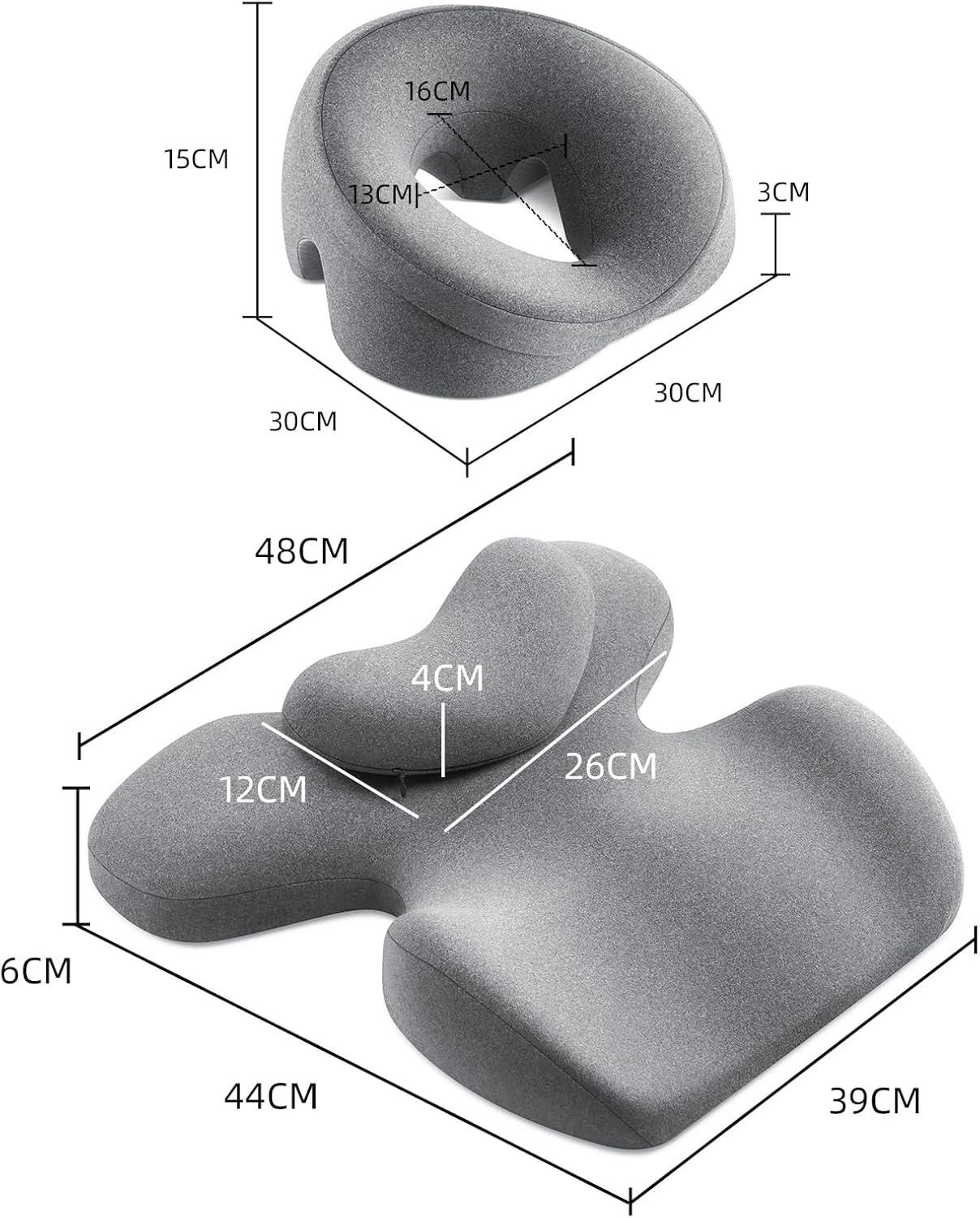 Massage headrest for Bed, a Chest and face Support Sleep Pillow, is Suitable for Massage, SPA and Sleep. Face Down for Eye Surgery? After Surgery for Sleeping (Grey)