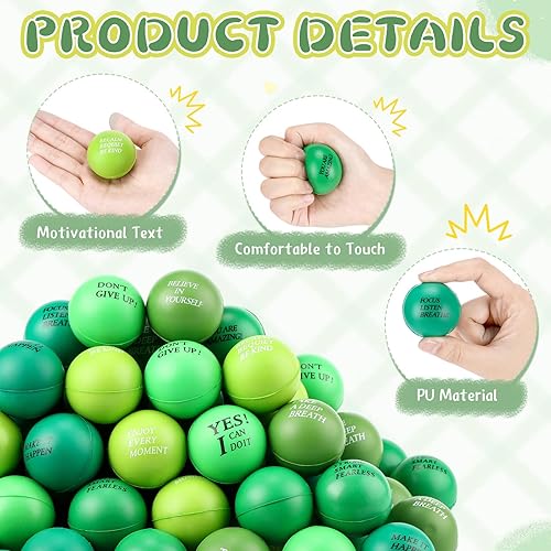 Miniatura 10 de Sotiff 100 bolas motivacionales para el estrés, de espuma colorida, citas inspiradoras, para aliviar el estrés, paquete de bolas de agradecimiento a