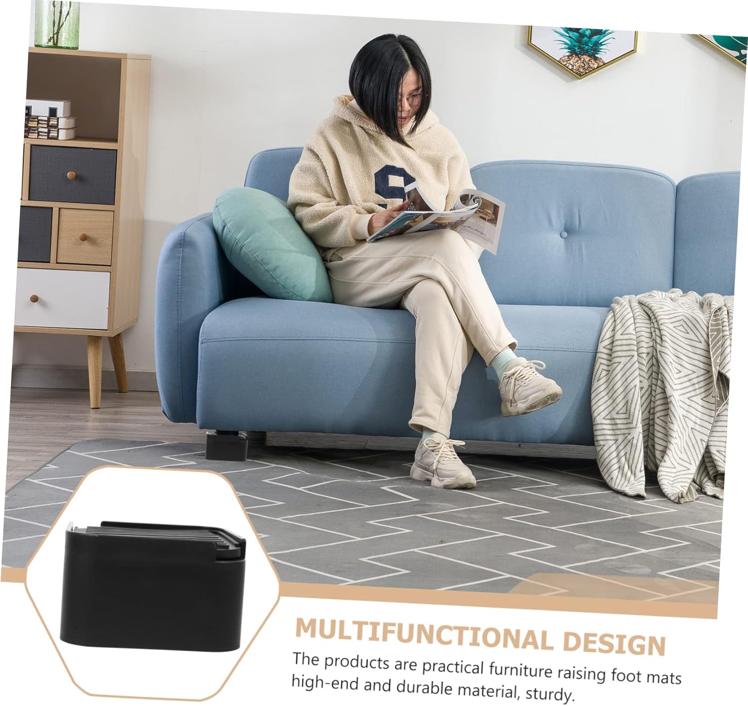 Luxshiny 1set Adjustable Bed Risers Heavy Duty Furniture Supports for Sofa Couch Table and Chair Stable and Safe Lifting Pads for and Home Use