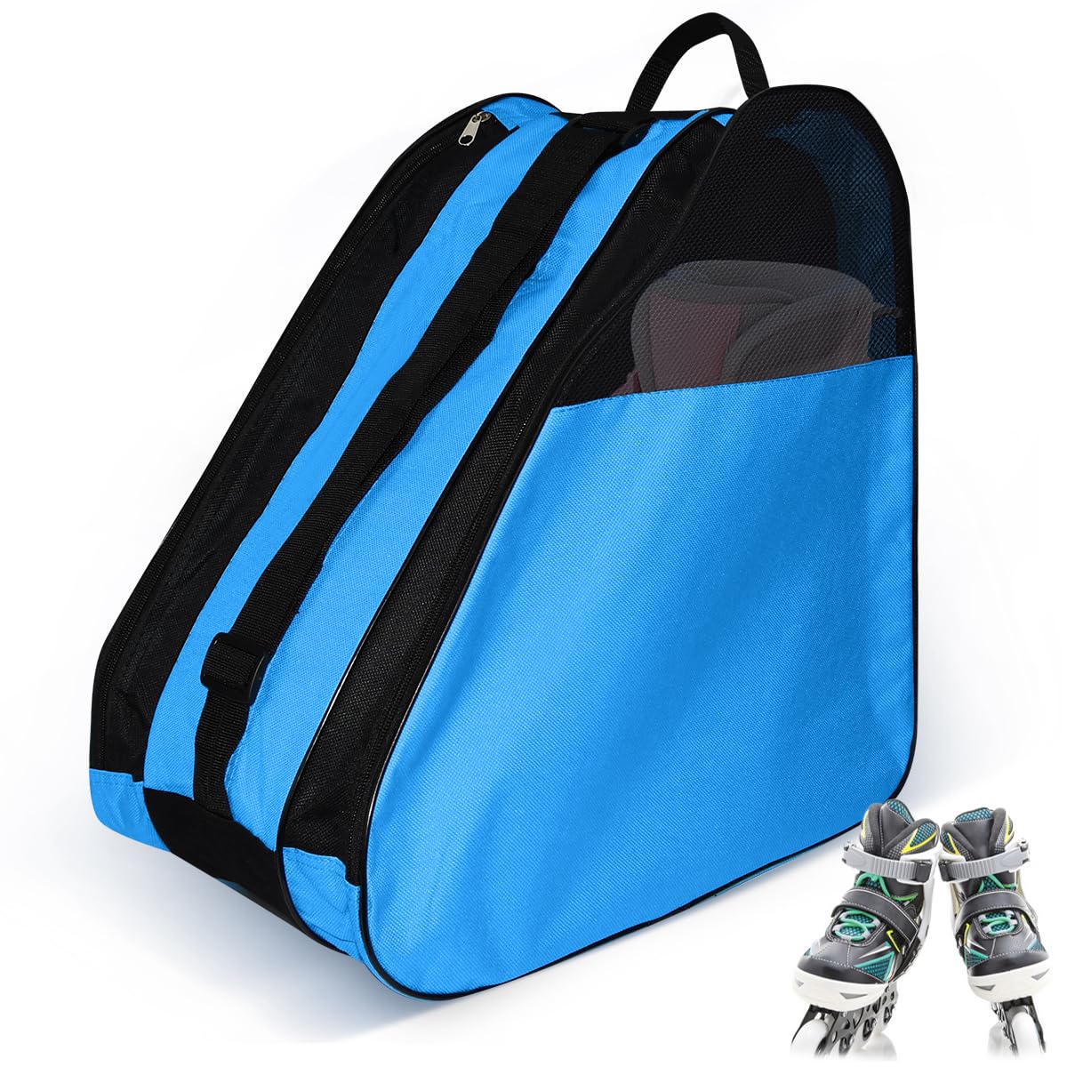 Bolsa para Patines En Linea con Casco y Protecciones, 3 Compartimentos, Correa Ajustable