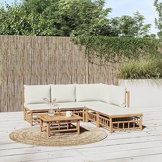 9 Comfortable Gazebo Furniture Ideas for All-Day Lounging 18 Cream White Bamboo Modular Garden Lounge Set with 6-Piece Polyester Cush...