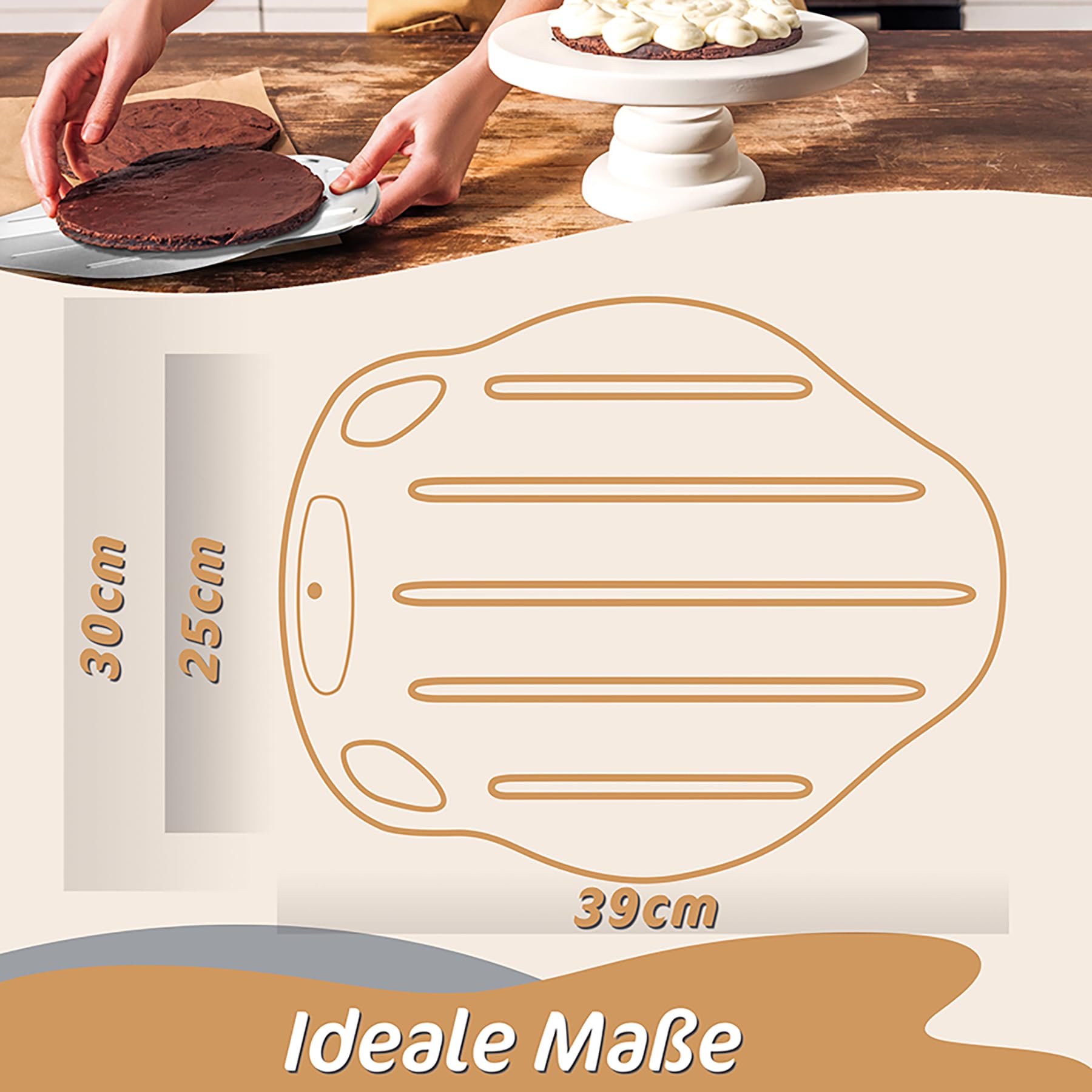 DINGFENG Tortenheber Edelstahl - Kuchenheber 28x26cm Für Torten Und Pizza