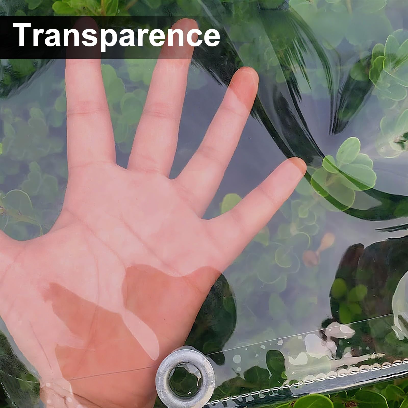 Bâche étanche Transparente 420g/m², 0.3mm Epaisse Multifonction PVC Protection Baches avec œillets, pour Piscine, Jardin, Voiture, Mobilier, Inclure Corde et Serre-câbles (2X3M)