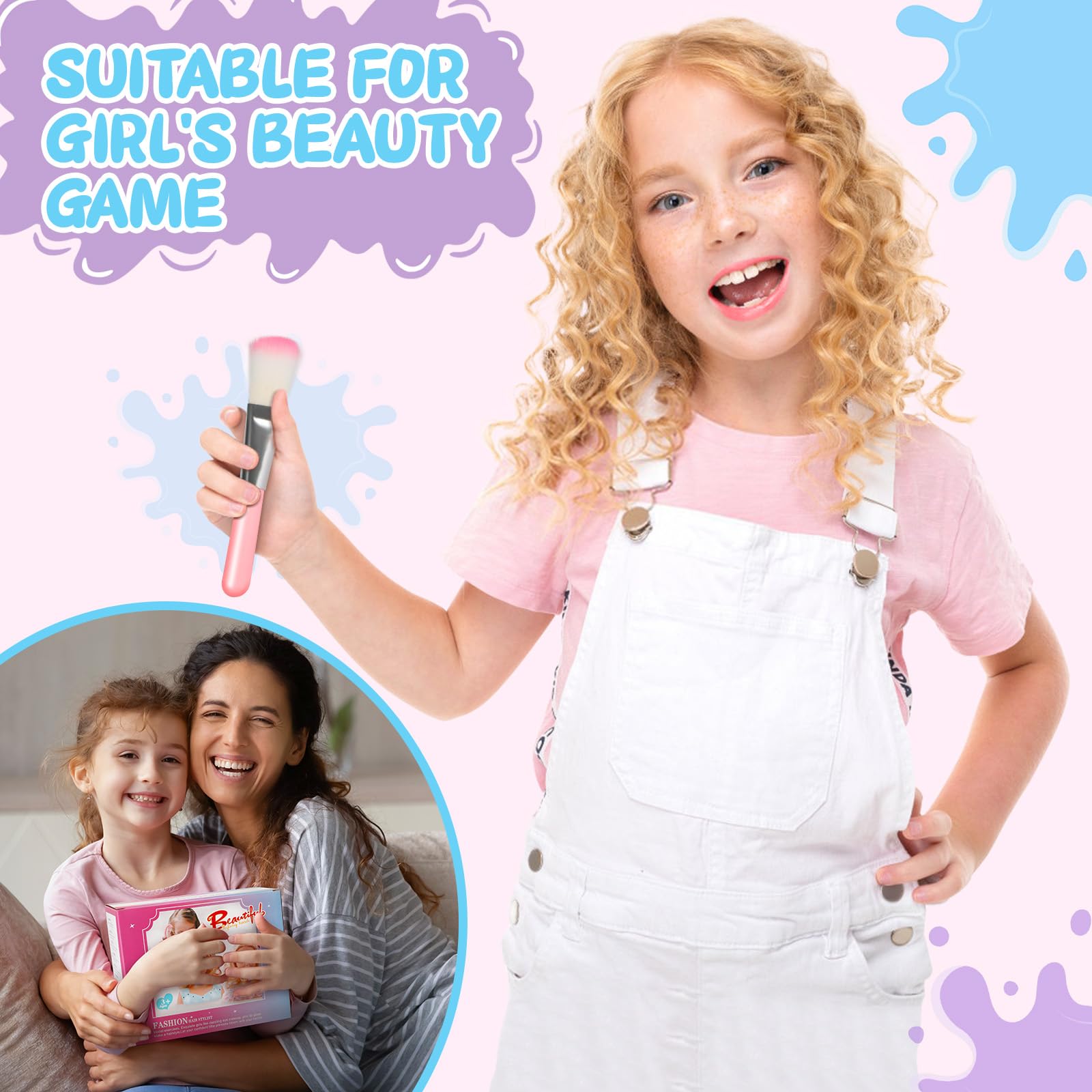 BuzzoXerex Testa Bambola da Truccare e Pettinare, 58 Pezzi Testa da Pettinare Bambina, Bambola da Truccare Regalo di Compleanno, Natale per Bambini a Partire Dai 3 Anni (dorato)
