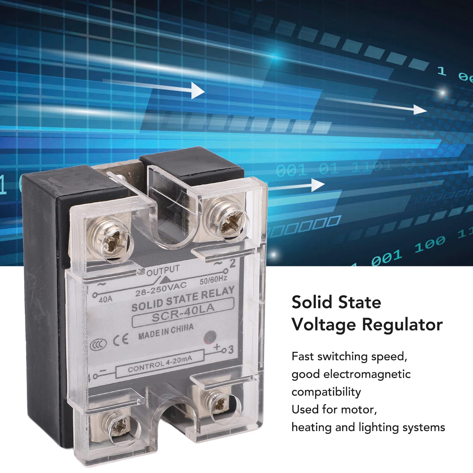 Buachois Relè a Stato Solido SSR 40A AC 28‑250V Regolatore di Tensione e Corrente con Input 4‑20mA Controllo Intelligente Modulo SCR