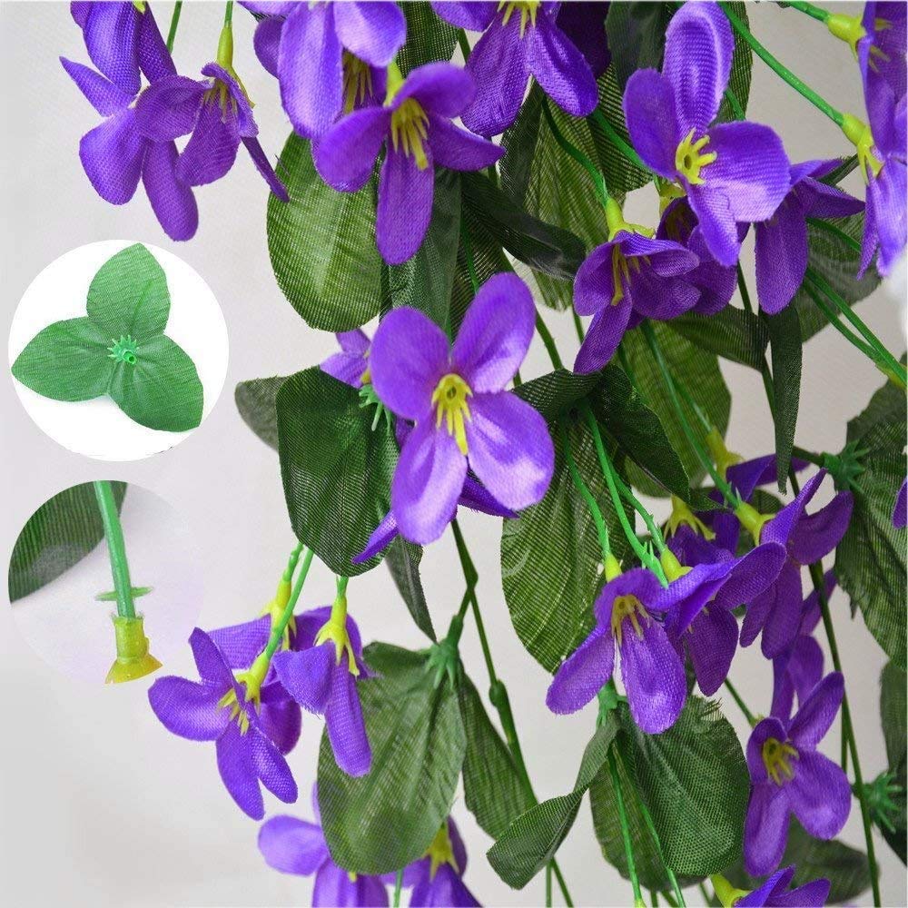 Amazon.de: Yizunnu knstlicher Efeu mit violettfarbenen Blten, 2 Stck,  Lnge 700 mm, hngende Dekoration, Girlande, Ranke, fr Bro, Zuhause,  Dekoration, Party, Hochzeit, lila, violett, Purple