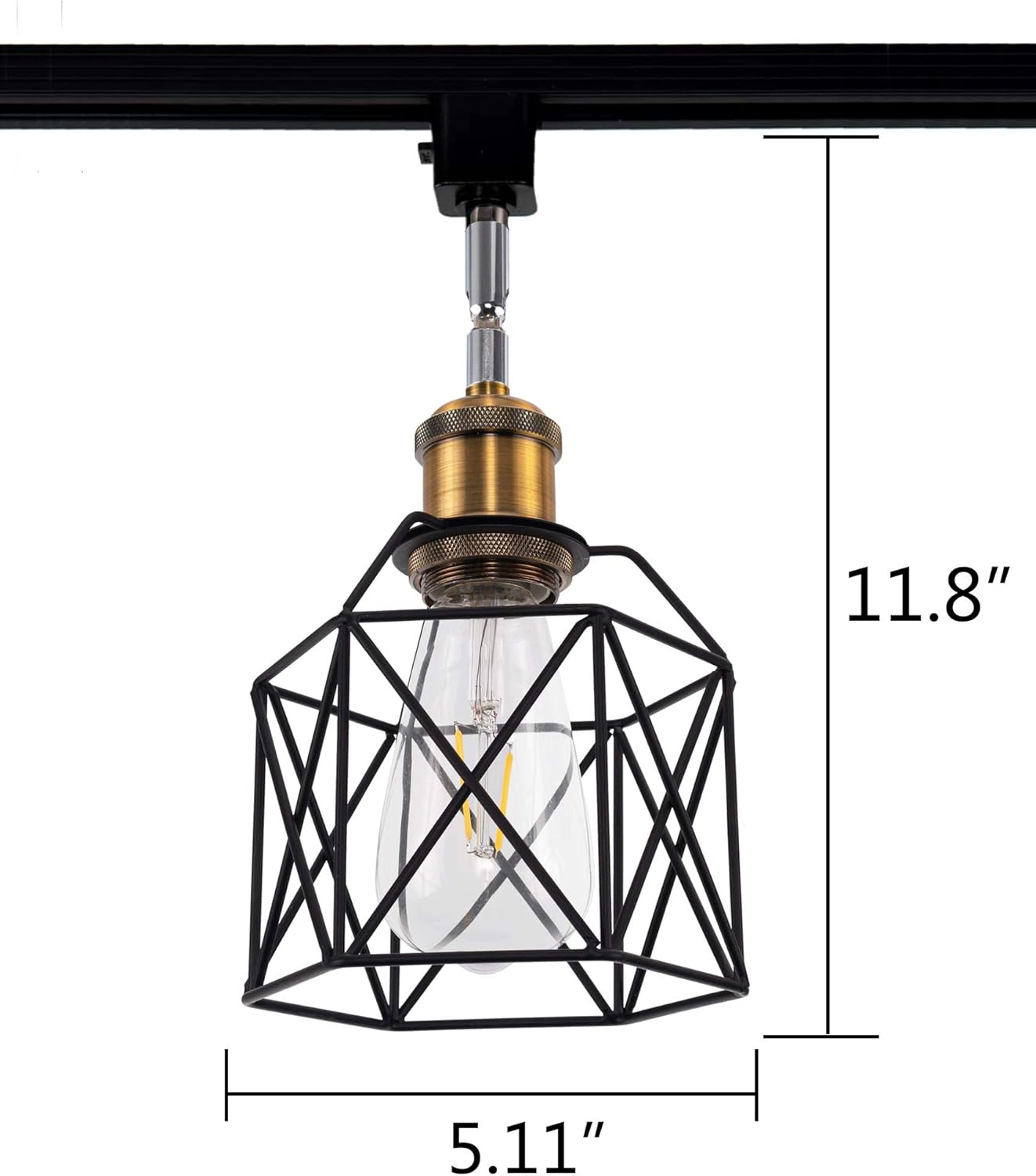 Kiven H System Track Lighting Heads,Vintage Loft Design, Black Basket Cage Track Mount Light,Adjustable Decorative Lighting Fixture for Kitchen Island Hotel Shop and Bar,Black - 1 Pack