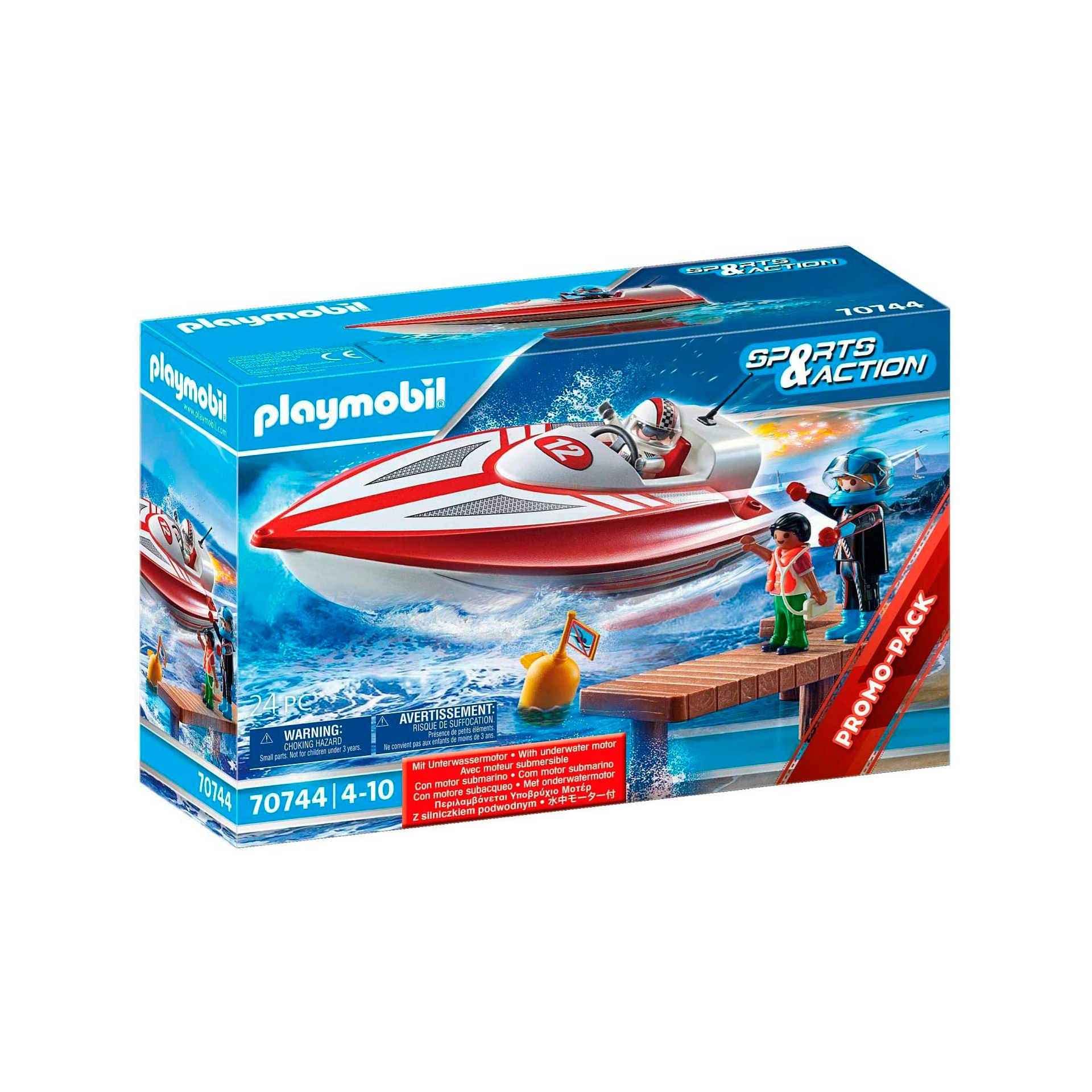 PLAYMOBIL Sports & Action 70744 Speedboot mit Unterwassermotor, Schwimmfähig, Ab 4 Jahren