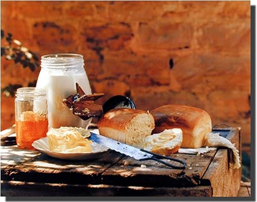 Póster con imagen de país casero con pan, mantequilla, comida muerta y naturaleza muerta (16 x 20 pulgadas) disponible en Yaxa Venezuela