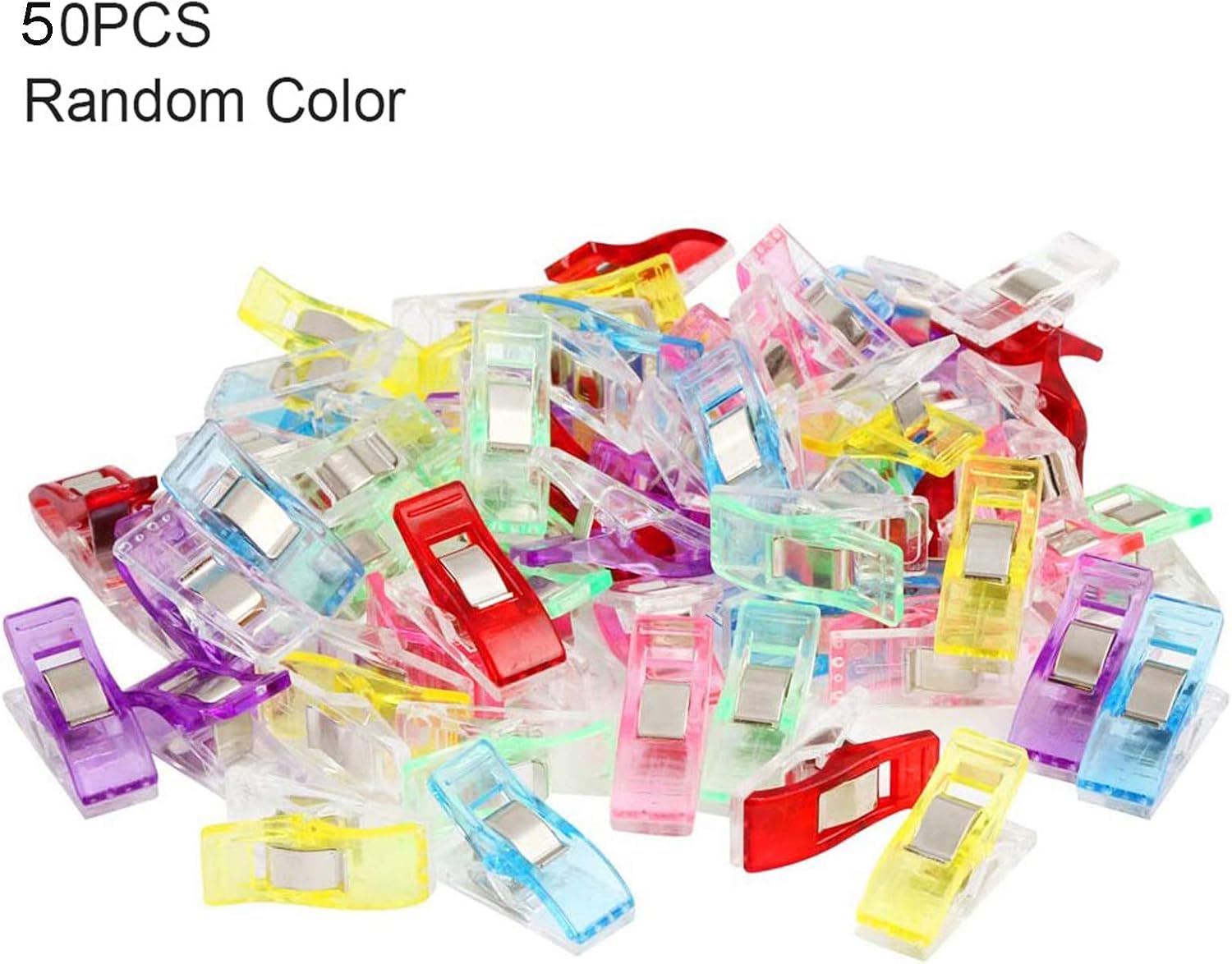 50Pcs Sewing Clips Craft Quilting Binding Plastic Clips Clamps Pack of 50 Clear Red (50pcs Mixed Color)