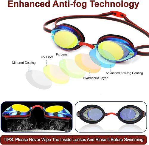 Miniatura 3 de Gafas de natación, paquete de 2 gafas de natación con protección UV antivaho para adultos, hombres, mujeres, jóvenes