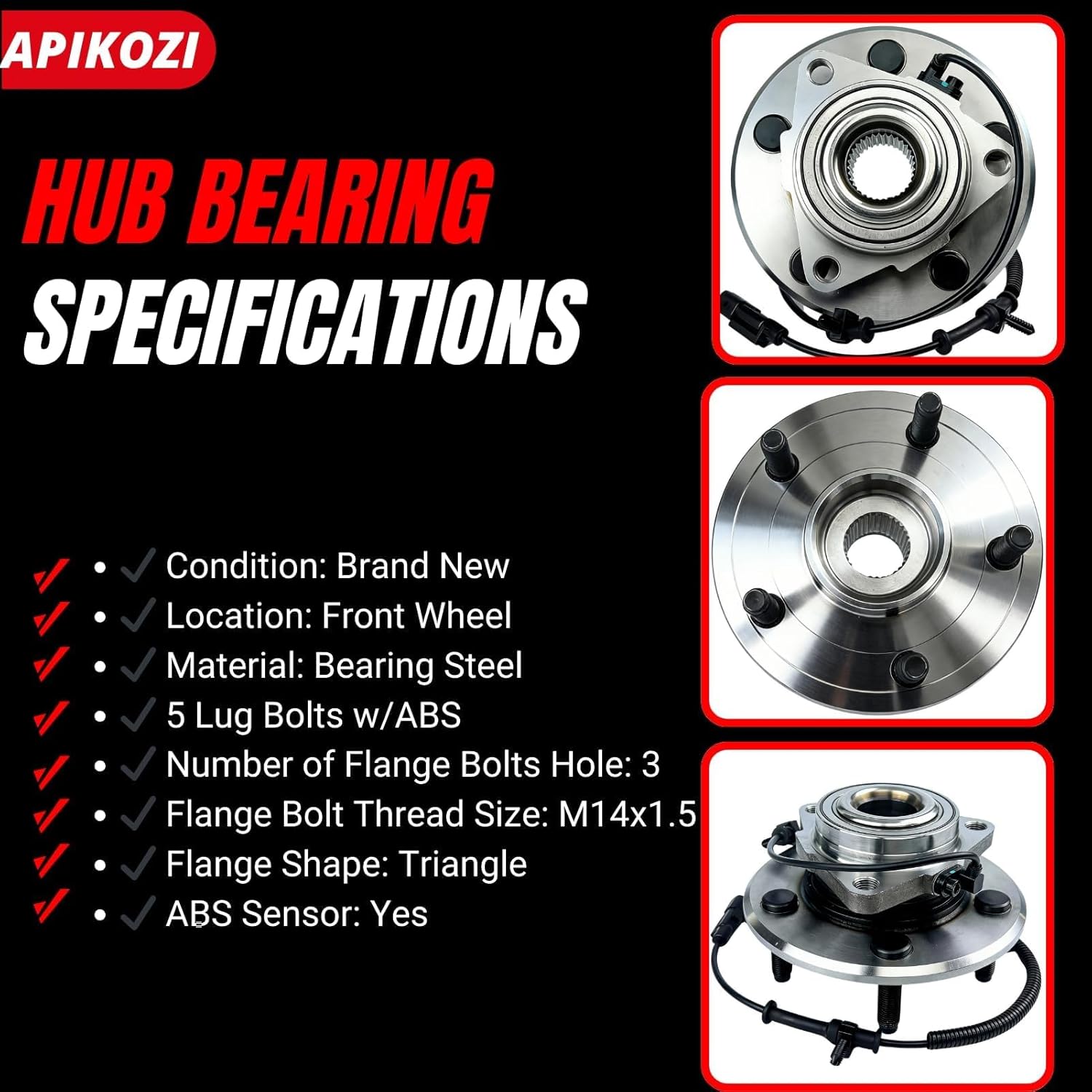 2 Pcs Front Driver Or Passenger Wheel Bearing Hub Assembly Compatible with 2012-2018 Dodge Ram 1500, 2019-2022 Ram 1500 Classic 5Lugs w/ABS, OEM 515151