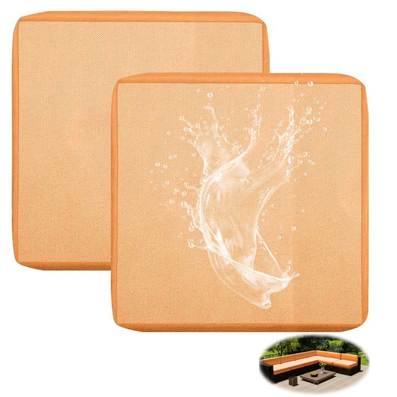 1/2/4 Pcs Patio Cushion Covers Waterproof – Outdoor Rattan Furniture Cushion Replacement Slipcovers with Zipper for L-Shaped Garden Sofa or Corner Couch (Light orange,33x65cm 2 pcs) — image 1