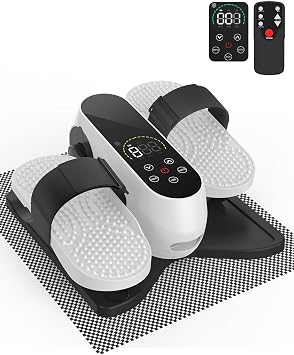 Under Desk Elliptical Machine, Electric Leg Exerciser as Seen on TV,12 Speeds Leg Exerciser While Sitting for Seniors, Quiet Pedal Exerciser with Remote&Foot Strap&Non-Slip Mat for Home OfficeWhite