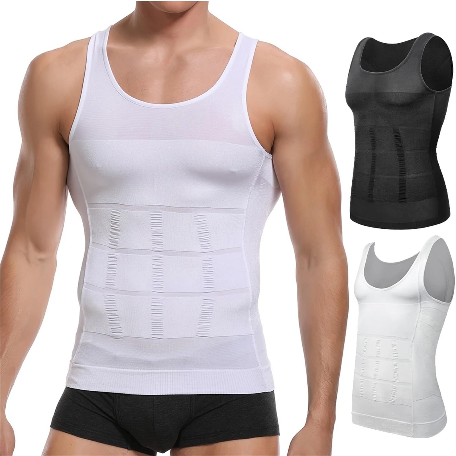 Debardeur Gainant Homme 2 pièces Hommes Minceur Corps Shaper Poitrine Compression Chemises Ventre contrôle Shapewear Abdomen Minceur Gilet Taille Corset débardeur