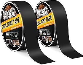 TAPEBEAR Deck Joist Tape 50mm, 15m Flashing Tape Joint Tape for Decking, Waterproof Butyl Sealant Black Butyl Tape Anti-Corrosion Weather Resistant for Wood, Roof, Beam, Rim,2Rolls
