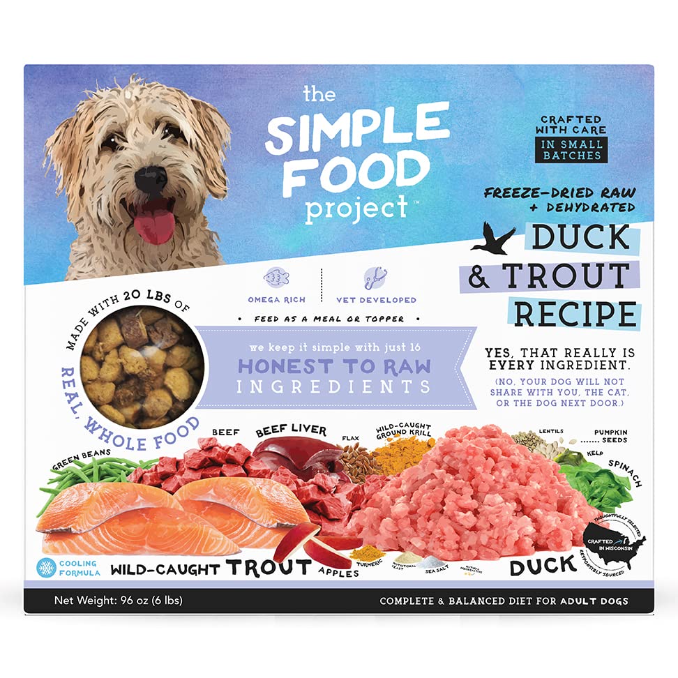 Simple Food Project - Duck &amp; Trout Recipe - Freeze Dried Raw Food for Dogs - 96oz