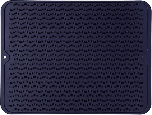 Silicone Dish Drying Mat for Multiple Usage,Easy clean,Eco-friendly,Heat-resistant Silicone Mat for Kitchen Counter or Sink,Refrigerator or drawer