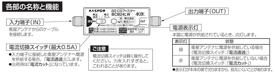 マスプロ電工 BS・CSラインブースター 24dB増幅 BCB24LW Amazon | マスプロ電工 BS・CSラインブースター 24dB増幅