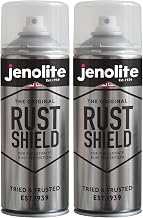 JENOLITE Rust Shield, Rust Protection Clear Varnish Spray, 2 x 400 ml, Corrosion Protection for Metal, Protects Against Rust & Weather, Cars, Motorcycles, Decorations, Bare Metal & Paints