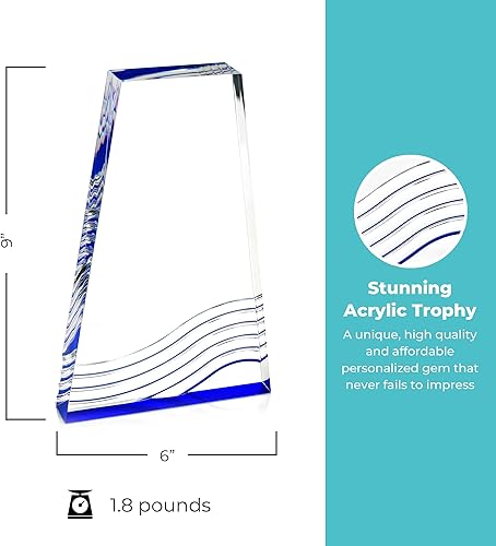 Miniatura 5 de Baudville Blue Reflection Acrylic Award - Grabado personalizado de hasta tres líneas y selección de versos preescritos - Premio de regalo de