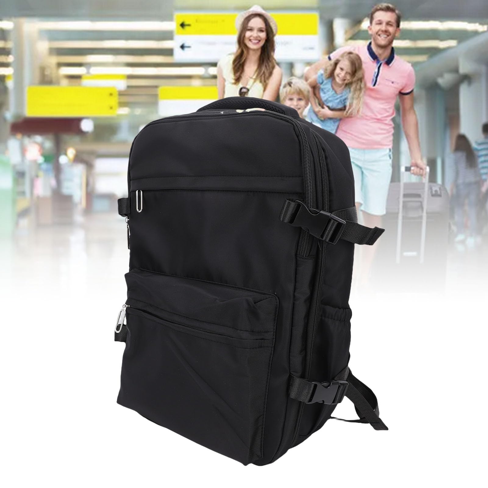 für Reiserucksack mit Vakuum-Kompressionsbeutel, wasserdichte Konstruktion, Schaumstoff-Schultergurte für Komfort, organisiertes Layout mit mehreren Taschen, (Schwarz)