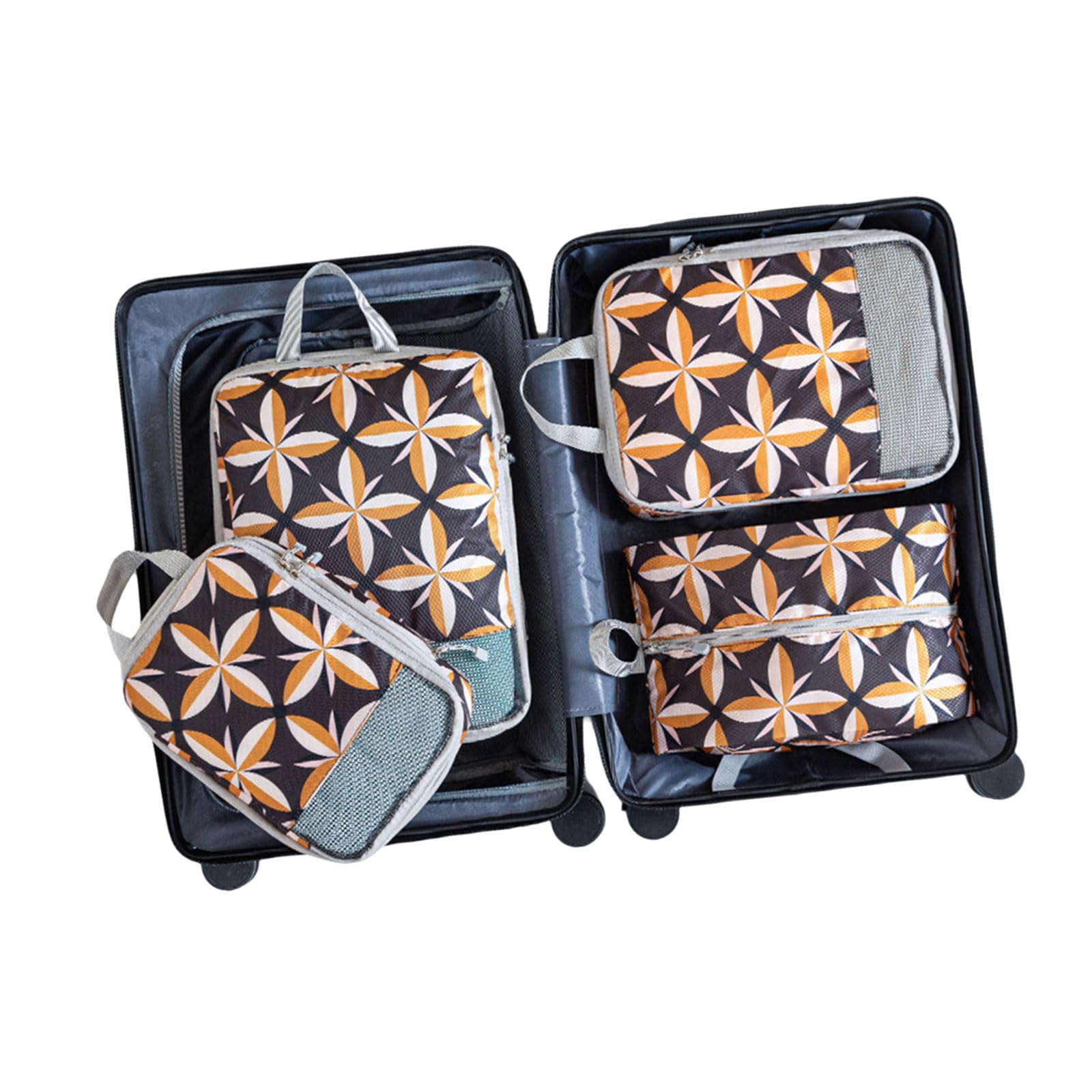 Of 4 Efficient Packing and Storage Cubes Stylish Printed Compression Cubes for Efficient Packing and Storage Waterproof