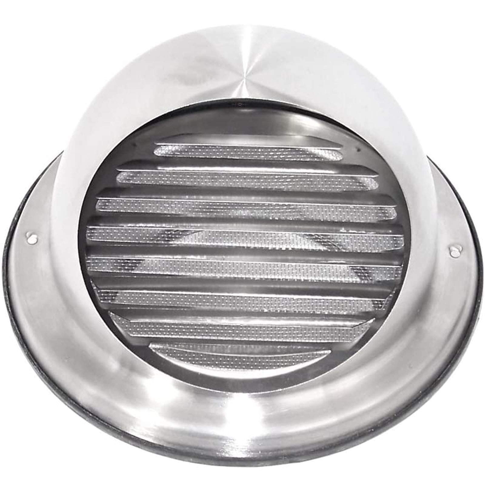 Kaminverkleidungskappe, an der Wand montierte Bull-Nose-Lüftungskappe Dicker Edelstahl-Rundgrill Außenfilterabdeckung Auspuffentlüftungsloch Windkappenlamellen, 60 mm