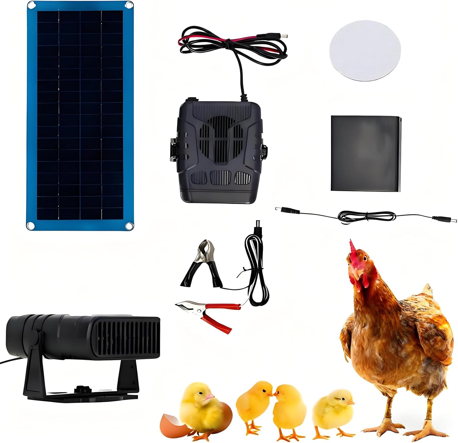 Solar Heater for Chicken Coop, Solar Panel Heaters with Overheating Protection for Drying Heating Pet House Warm Wind Gear, Greenhouse, Patio, Dog House, Flower Room, Home Car (30W)