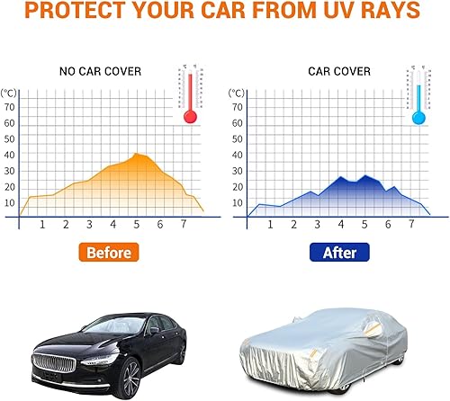 Miniatura 9 de Tecoom Funda impermeable para automóvil para todo tipo de clima, 3 capas para automóviles, forro polar con cierre de puerta, cubierta completa para