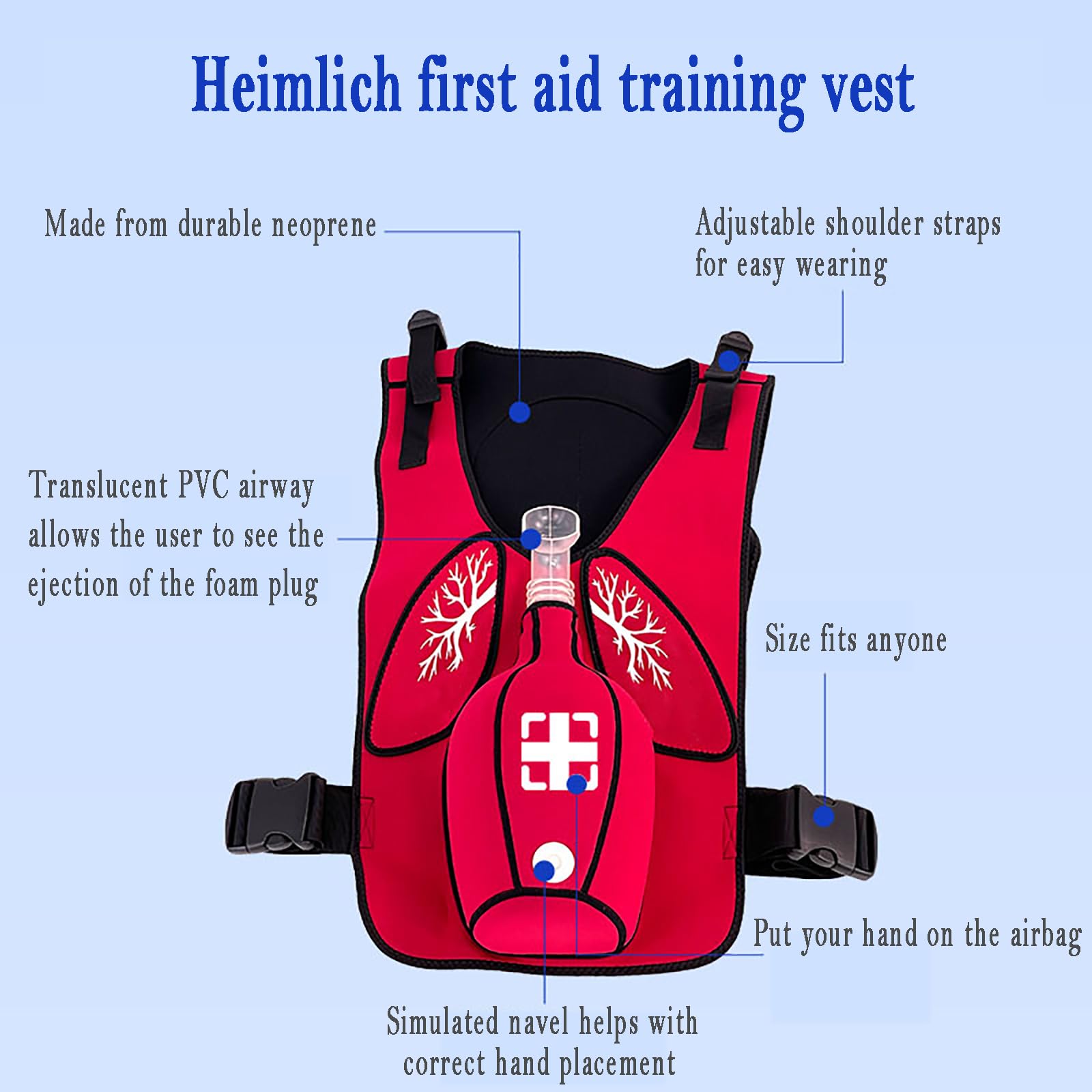 KEhtu Chaleco De Entrenamiento De Primeros Auxilios Heimlich, Chaleco De Entrenamiento Antiasfixia para Adultos, Utilizado para Educación Y Capacitación En Primeros Auxilios Antiasfixia