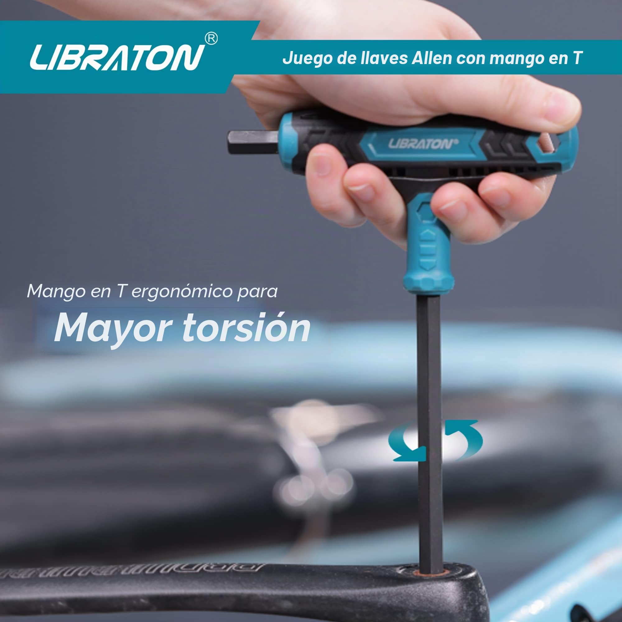 LIBRATON Llave con mango en T, Juego de Llave hexagonal en T 7pz | Llave Allen SAE con empuñadura en T, Destornilladores para reparación de automóviles y bicicletas, 1/8"-3/8"