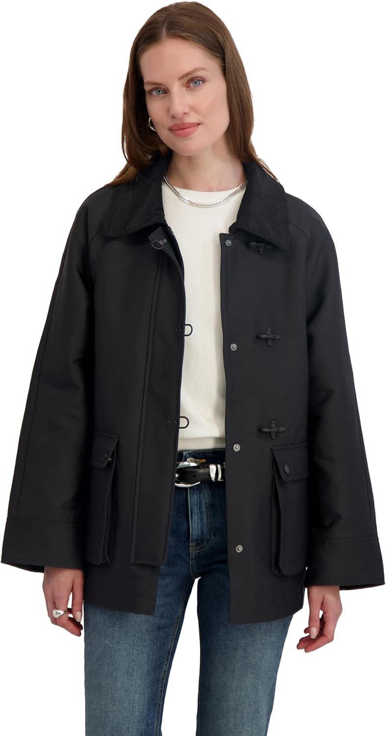 TAHARI womens Cotton Blend Barn Jacket With Snap Closure, Fully Lined, Cargo Pockets, Fully Lined - Image 2