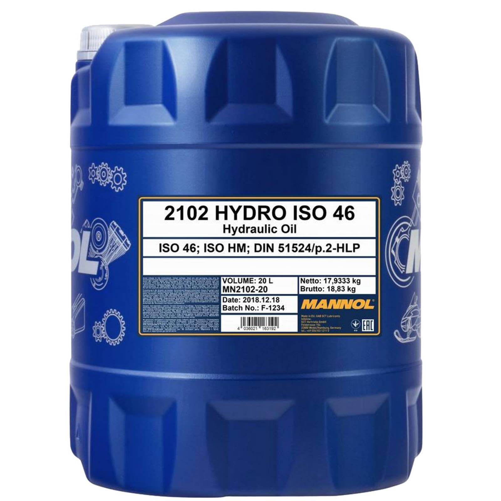 Hausmarke 2x 16319200000 Öl (40 L) | Din 51524 P2 / ISO46 / Hlp 46,
