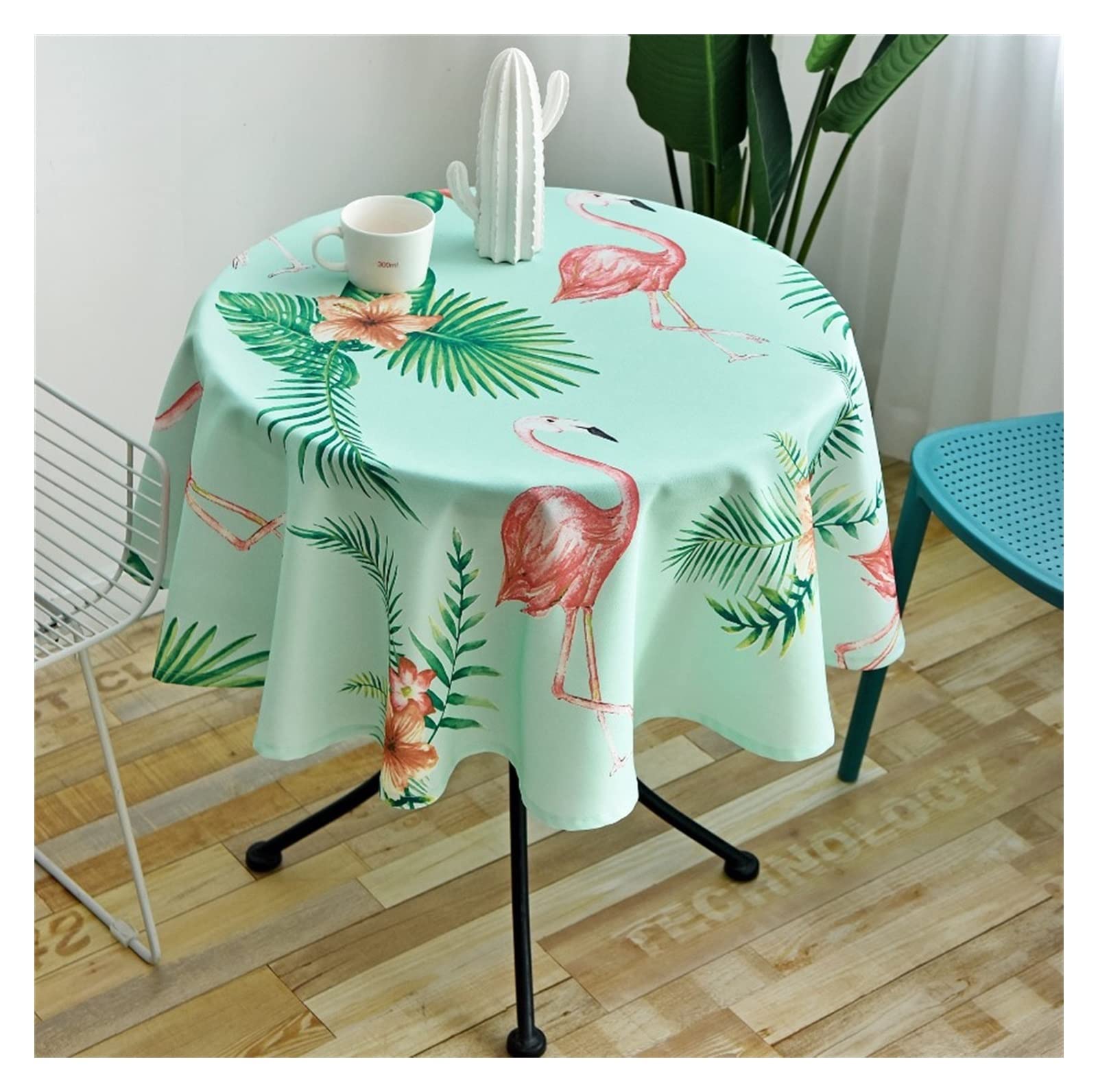 Nappe ronde en PVC lavable d'un coup d'éponge pour protéger la table basse du salon
