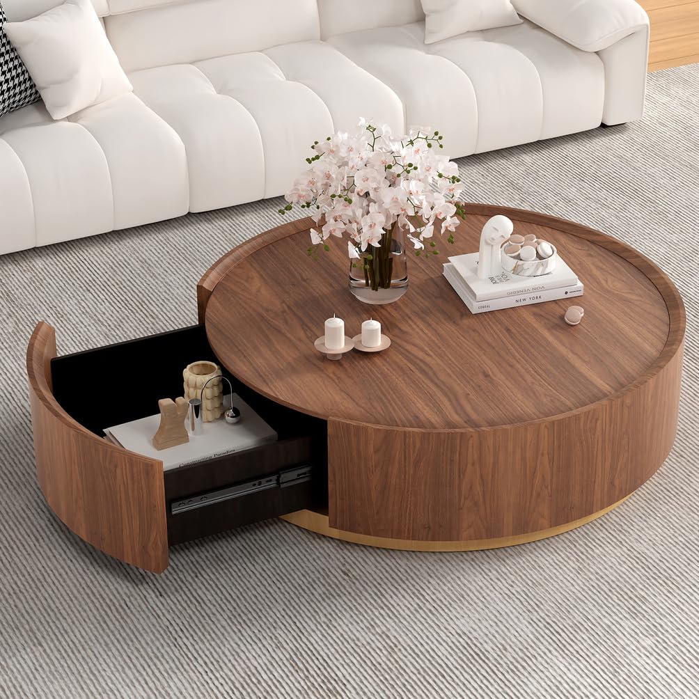 ZUOWENYG Round Coffee Table with Storage