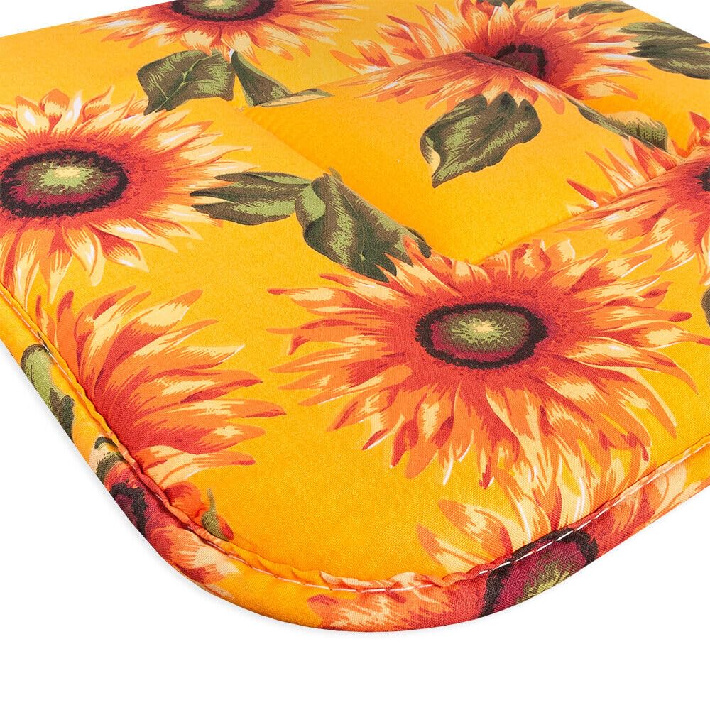 emmevi Set 4 Cuscini Sedia Cotone Con Lacci Lavabili Morbidi Universali Copri Sedie Cucina Girasoli Gialli