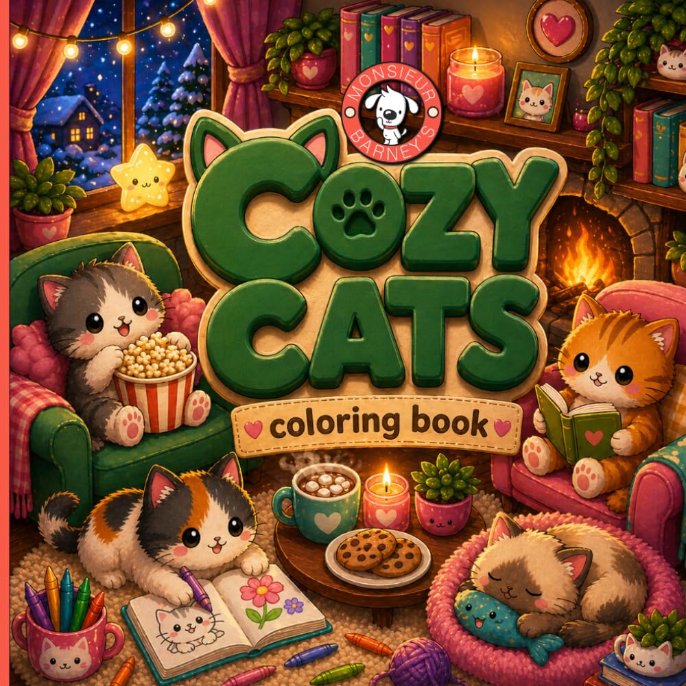 Cozy Cats Coloring Book: Isometric Kawaii Illustrations - Kids, Teens and Adults